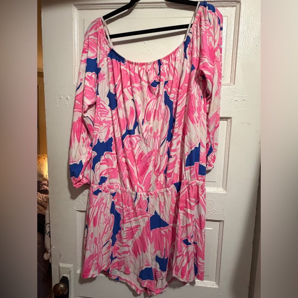 Lilly Pulitzer Pink & Blue Floral Long Sleeve Tunic